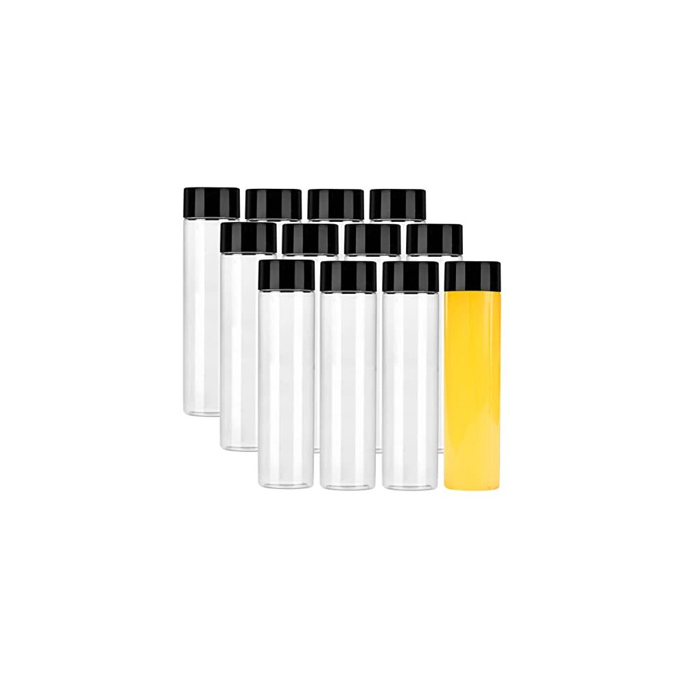 12 Pack 136 OZ 400 ml Clear PET Plastic Juice Bottles with Black Lids Plastic Smoothie Drink Bottles Ideal for Water Juice Milk and Other Homemade