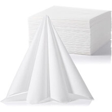 50PCS White Napkins Disposable Linen Feel Napkins White Serviettes Airlaid Paper ClothLike Napkins Guest Towels for Wedding Party Birthday Dinner