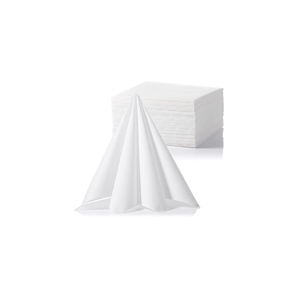 Morgiana 50Pcs Napkins Disposable Linen Feel Napkins Serviettes Airlaid Paper Clothlike Napkins Guest Towels For Wedding Party Birthday Dinner White