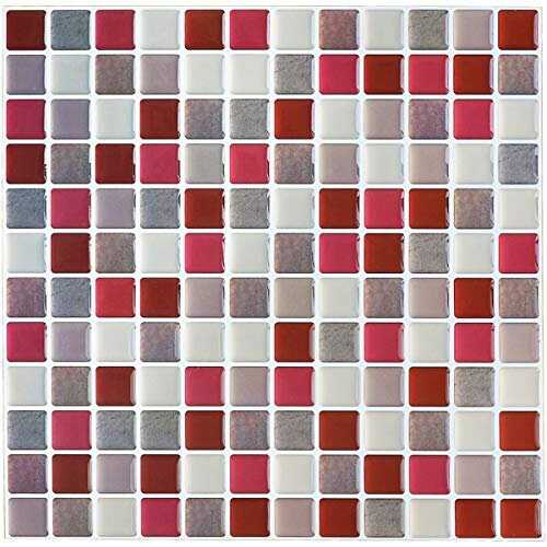 3D Mosaic Tile Stickers Bathroom Tile Decals StickersRed Tile ...