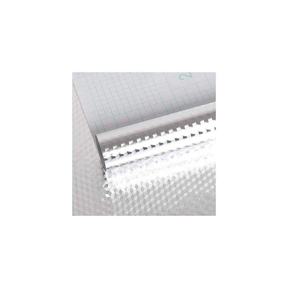 40Cm X 300Cm Oilproof Kitchen Aluminum Foil Silver Wallpaper Waterproof Washable Contact Paper Peel And Stick Sticky Back Plastic Vinyl Roll 016071487299