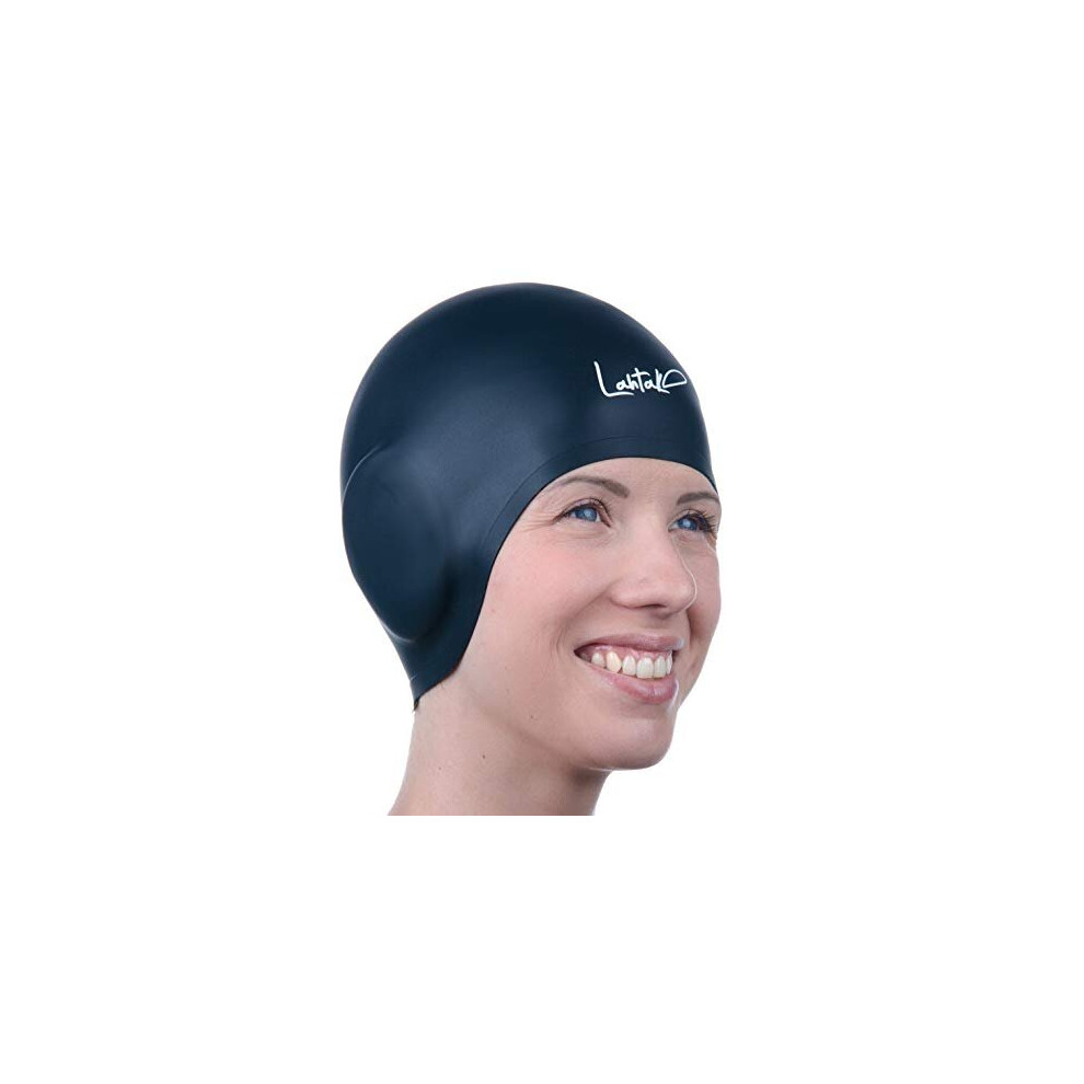 Swim Caps Ear Protection 3D Swimming Cap for Women Men Silicone Swim Cap Waterproof Fits Long Hair Short Adult Swim Cap Youth Swim Cap Swim Hats