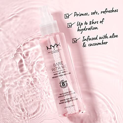 NYX Professional Makeup Bare with Me Prime Set Refresh Multitasking Spray Spray on Makeup Primer Foundation Setting Spray and Refreshing Spray 130 ml 1