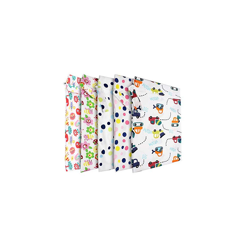 Wet Dry Bag For Cloth Diapers 5 Pack Waterproof Washable Reusable Wet Dry Bag Baby Nappy Organizer Bag Reusable Washable Cloth Diaper Bag Yuhtech