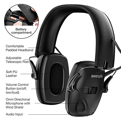Electronic Shooting Earmuff Comes with Hard Travel Storage Carrying