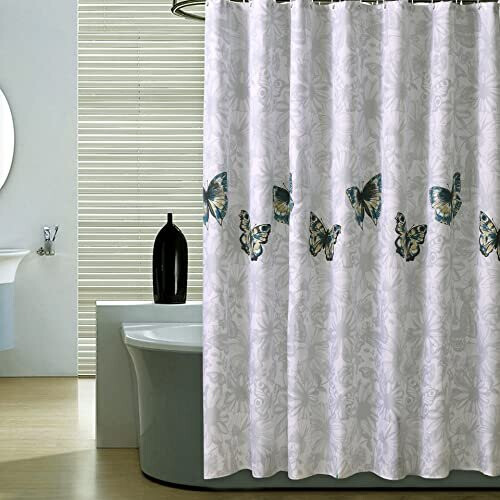 Shower Curtain for Bathroom 200 x 200 cm AntiMould Mildew Resistant Waterproof Polyester Fabric Butterfly Shower Curtain Liner Bath Curtain with Hooks on OnBuy