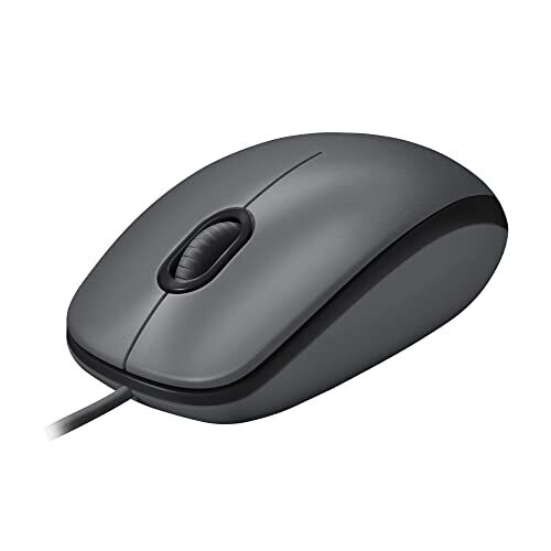 Logitech M100 Wired USB Mouse 3Buttons1000 DPI Optical Tracking Ambidextrous Compatible with PC Mac Laptop Grey