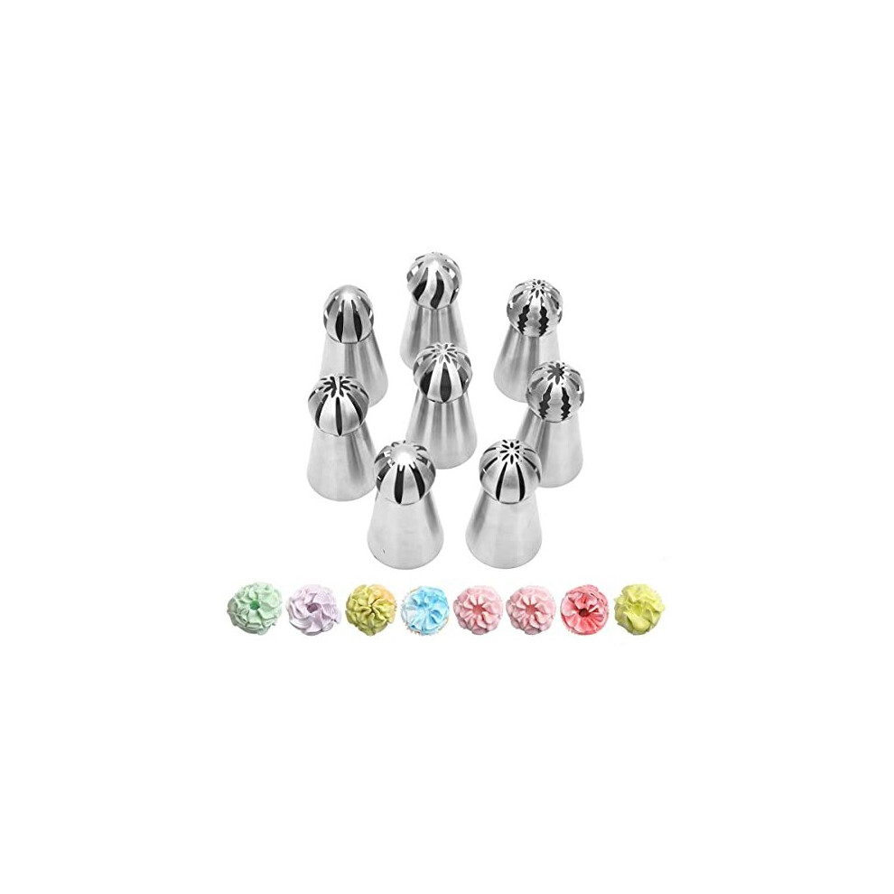 8Pack Russian Ball Tips Russian Piping Tips Set Icing Nozzles Cake Decorating Tools Piping Nozzle