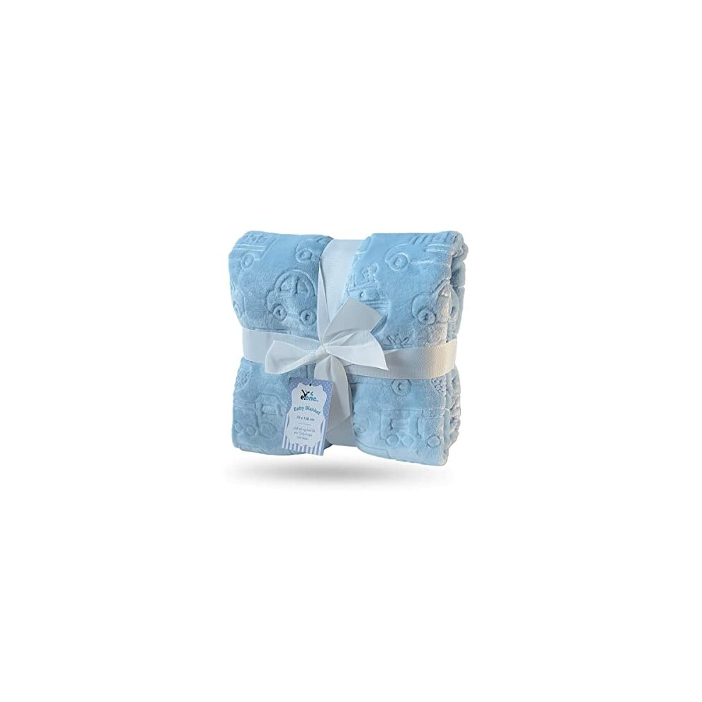 New Luxury Boy Super Soft Fleece Baby Blanket Embossed for Car Seat Cot Pram Blue