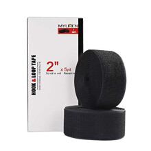 Sew on Hook and Loop Style 50mm 2 Inch NonAdhesive Back Nylon Strips Fabric Fastener NonAdhesive Interlocking Tape Black 5 Yard