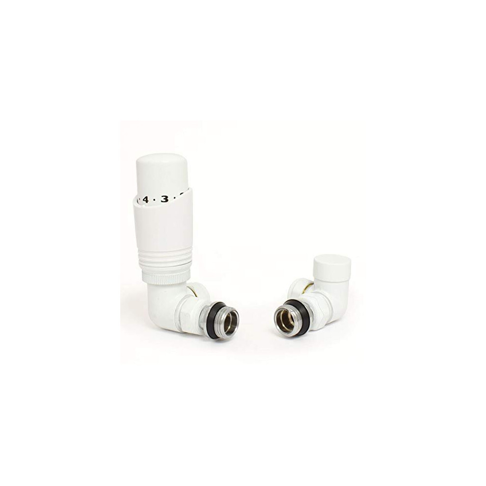 Cascade Corner Modern Trv Thermostatic Radiator Valve Pair White 763769990929