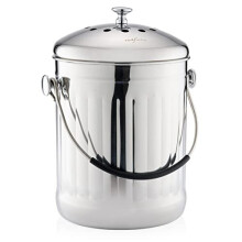 Premium Compost Bin for Kitchen Worktop Stainless Steel Food Waste Caddy with Innovative Dual Filter Technology Includes Replacement Filters Brilliant