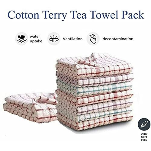 Luxury Hotel Quality TERRY TEA TOWEL 100 COTTON SOFT TOUCH 6 Pack 1