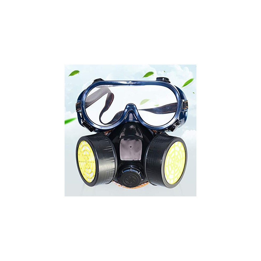 Safety Full Face Cover Reusable Mask Respirator With Safety Goggles Dual Cartridge Antidust Gas Mask For Painting Dust Particulate Machine Polishing 6941168113352