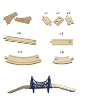 Wooden Train Tracks Expansion Pack 31 pieces Compatible with Thomas Brio Bigjigs Wooden Railway Train Track Premier Expansion Pack