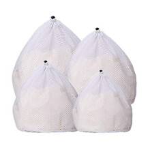4 Pcs Drawstring Mesh Laundry Bag 4 Sizes Durable Laundry Net Washing Bag for Washing Machine Travel Delicates Bra Baby ClothsToy Storage