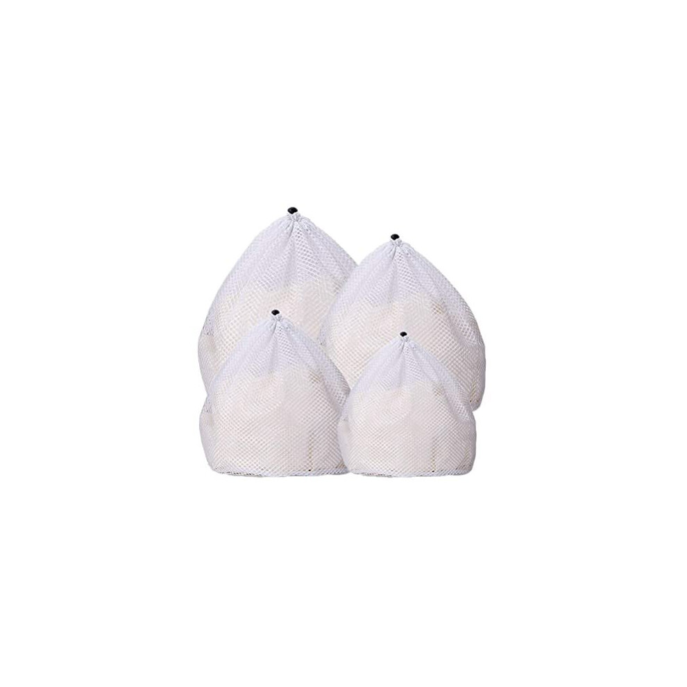 4 Pcs Drawstring Mesh Laundry Bag 4 Sizes Durable Laundry Net Washing Bag for Washing Machine Travel Delicates Bra Baby ClothsToy Storage
