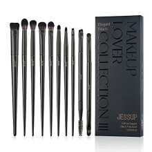 Jessup Lidschattenpinsel-Set, 10-teilig, professionelle Augen-Make-up-Pinsel zum Verblenden von Lidschatten, Liner-Falten, Duo-End-Brauenpinsel, eleg