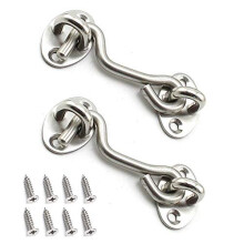 2 Pack Cabin Hook Eye Door Latch Stainless Steel 3 Inch with Mounting Screws for Shed Doors Cabinet Doors