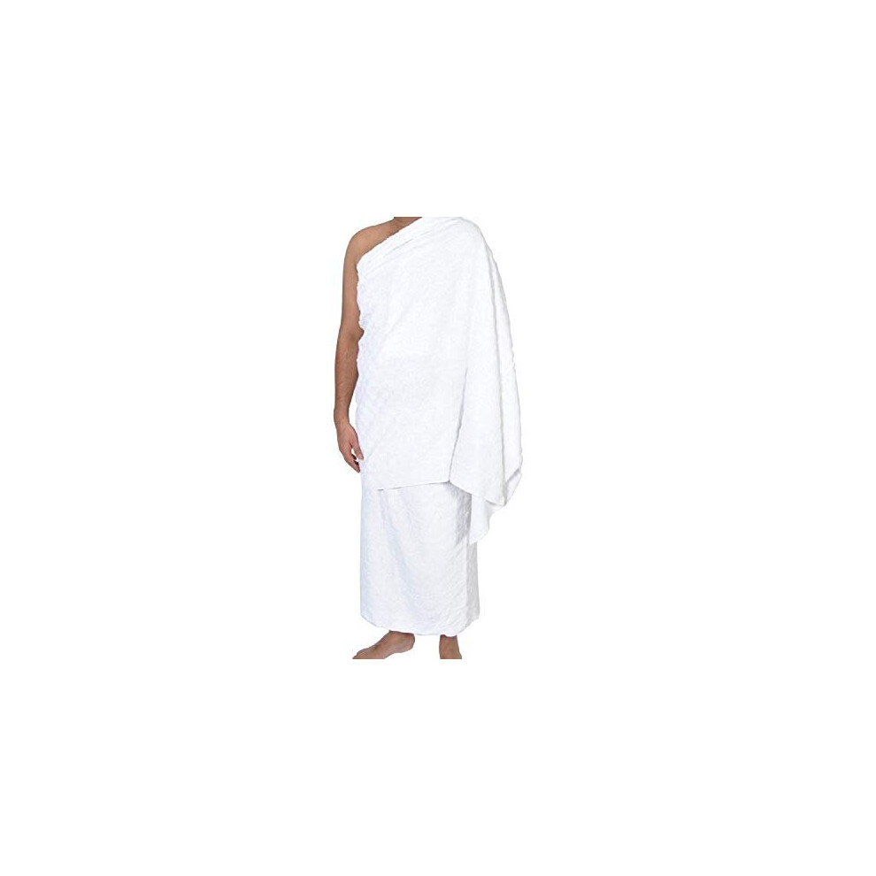 Ihram Ehram Ahram for Men for Hajj and Umrah 2 Towels White Hygienic Natural 100 Pure Combed Cotton Towels 115 x 225 cm