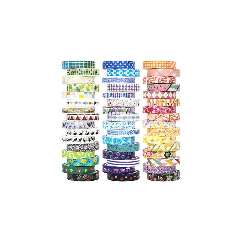 48 Rolls Washi Tape Set 8mm Wide Colorful Flower Style Design Decorative Masking Tape for DIY Craft Scrapbooking Gift Wrapping