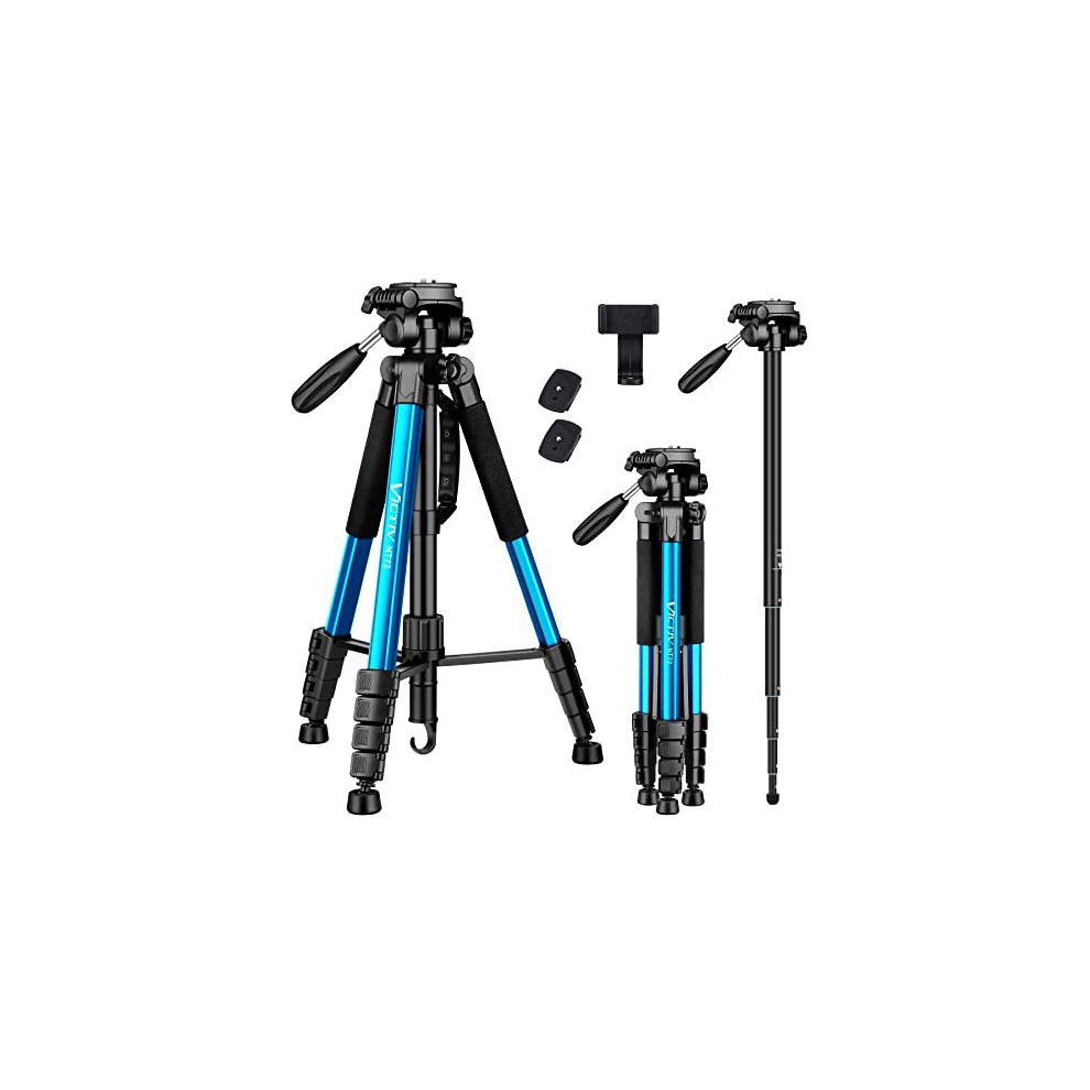 72inch Camera Tripod Aluminum T72 Max Height 182cm Lightweight Tripod Monopod Compact for Travel with 3way Swivel Head and 2 Quick Release Plates for