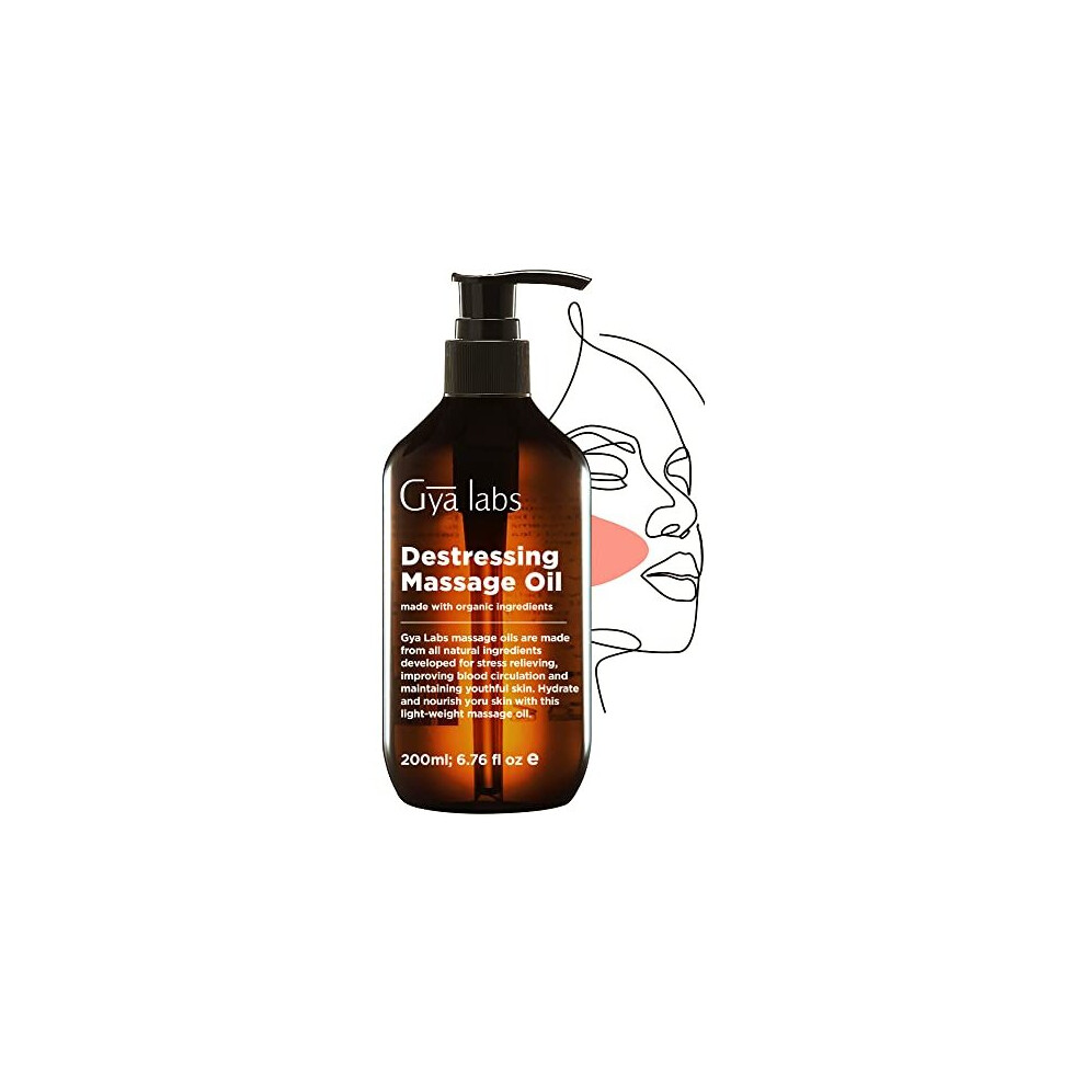 Gya Labs Lavender Destressing Massage Oil For Stress Relief Sore Muscle Oil Body Oil Massage Oils For Massage Therapy Skin Crafted With Rose Otto Myrrh Jojoba