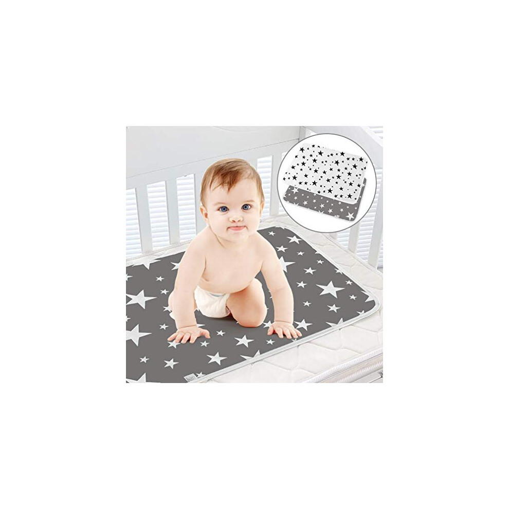 Saconell Baby Diaper Changing Pad 2 Pack 196 X 275 Portable Waterproof Change Mat Unisex Newborn Diapering Sheet Protector Cotton Absorbent Sheet Bed