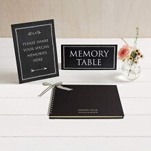 Luxury Black A5 Memory Book 2 Signs Set Funeral Condolence Book Memorial Celebration of Life