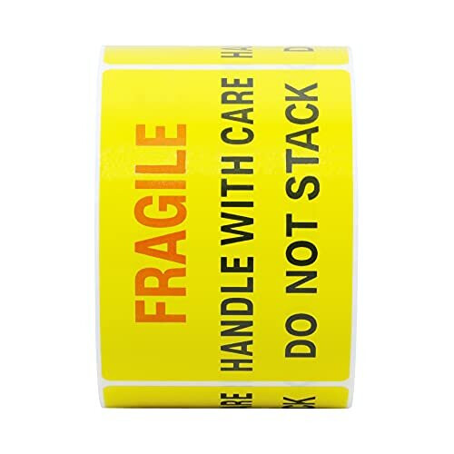 Fragile Handle with Care Do Not Stack Pallet Labels 2x3 inch Yellow 300 Labels Per Roll Type 1 2