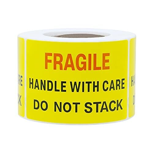 Fragile Handle with Care Do Not Stack Pallet Labels 2x3 inch Yellow 300 ...