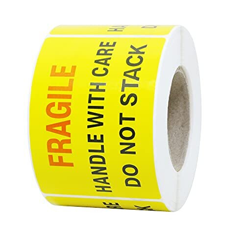 Fragile Handle with Care Do Not Stack Pallet Labels 2x3 inch Yellow 300 Labels Per Roll Type 1 1