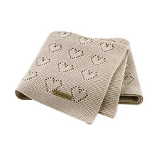 100 Cotton Knitted Cellular Baby Blanket 100 x 80cm Beige