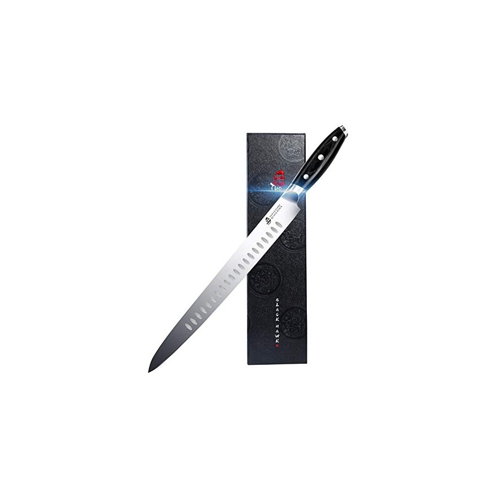 Slicing Knife 12 inch Meat Carving Knife Sashimi Knife Long Bread Knife German High Carbon Steel Kitchen Knife with Full Tang Pakkawood HandleBlack