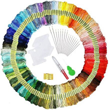 150 Skeins Embroidery Thread elloLife Random Colors Cotton Embroidery Floss Friend Bracelets Making Kits with 12 Pieces Bobbins Organizer for