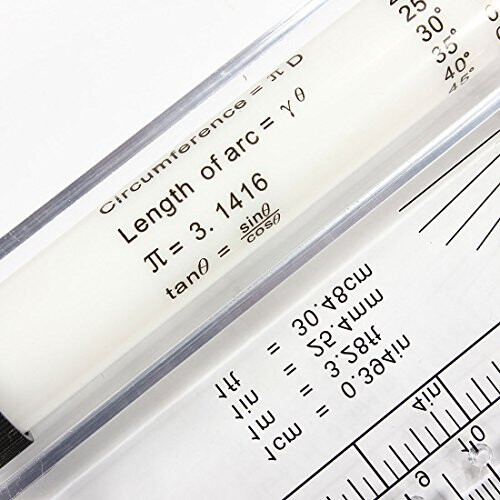 OriGlam 12-Inch Clear Rolling Ruler - Multi-Purpose Parallel Ruler, Compass, Protractor & T-Square for Drawing 2