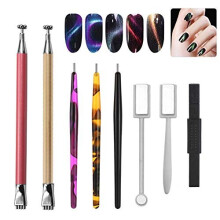 8Pcs Nail Magnet Tool Set Magnet Stick Magnet Pen Manicure Nail Art Tool for DIY Magic 3D Magnetic Cats Eyes Polish UV Gel
