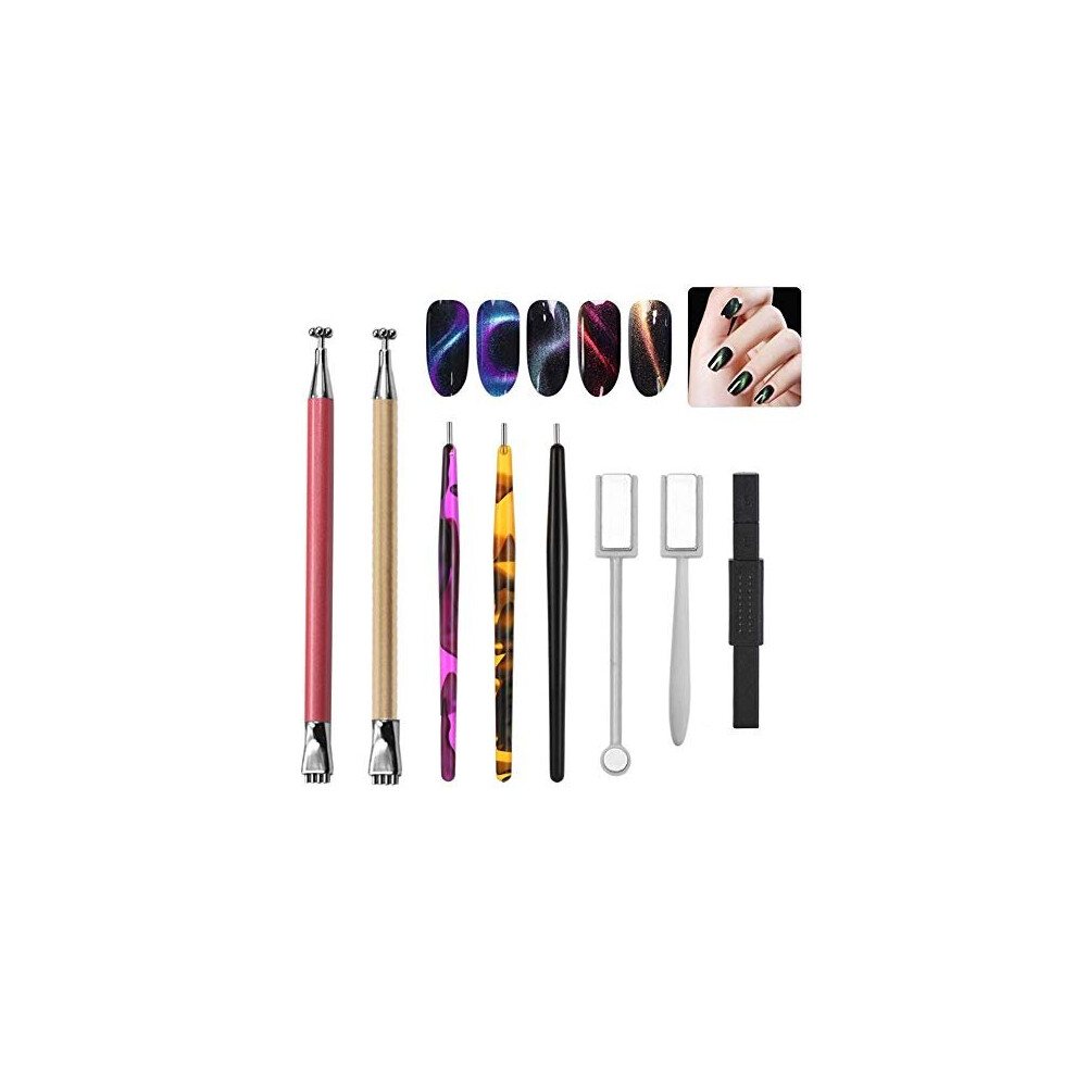 8Pcs Nail Magnet Tool Set Magnet Stick Magnet Pen Manicure Nail Art Tool for DIY Magic 3D Magnetic Cats Eyes Polish UV Gel