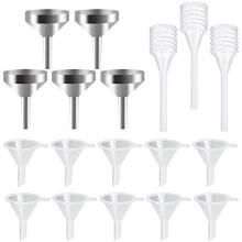 5 Pcs Small Metal Funnels 10 Pcs Plastic Mini Funnels Essential Oil Funnel MiniSmall Funnel Set with 3 Pcs Mini Pipette for Filling Small Mini Bottles