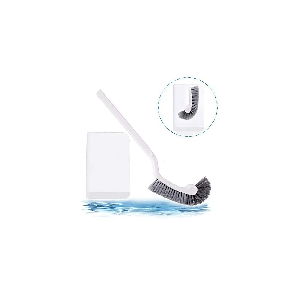 Toilet Bowl Brush with Holder Slim Compact Bathroom Brush for Bathroom Storage Toilet Brush Sturdy Deep Cleaning Set White
