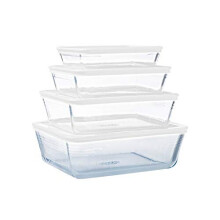 Pyrex Cook Freeze Set of 4 Glass Dishes with Airtight Lids 08 L 15 L 26 L 4 L Special Freezing BPA Free