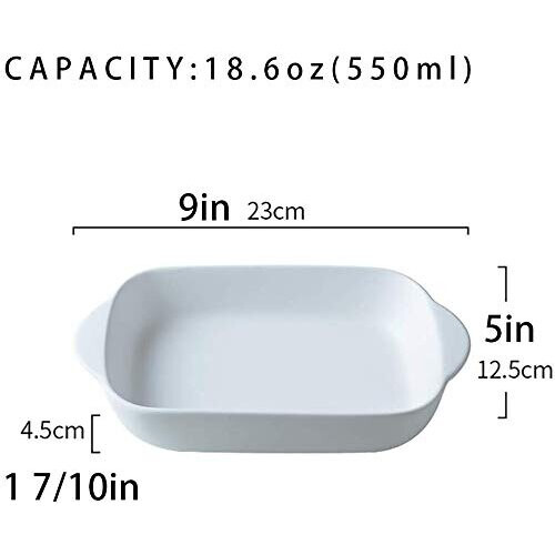 white Small Ceramics Rectangular Baking Dishes with Handle for Oven Ceramic Baking Pan Lasagna Casserole Pan Individual Bakeware 9x5 inch 1