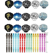 48Pcs Dart Shafts and Flights Set in 18Pcs Aluminum 2BA Medium Stems and 30Pcs 2D Flight Metal Dart Accessories Kit