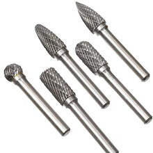 KATSU Tungsten Carbide Double Cut Rotary Burrs Set for Rotary Tool 6mm Shank 5PCs Rotary Tool Die Grinder Drill Bits for Woodworking Carving Metal