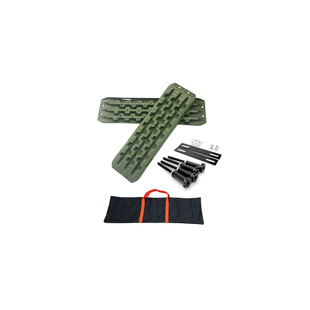 Recovery Board Emergency Rescue Tire Ladder Anti Skid Pad Non Slip Plate Traction Tracks Grip Mats 2 Pcs For Offroad Wheel Tyre Ice Mud Sand Green 013415691428
