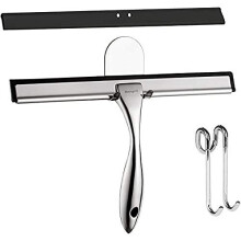 M34101 Shower Squeegees Silicone Window Squeegee Shower Cleaner for Window Glass Shower Door Car Windshield Include Shower Hooks Suction Holders