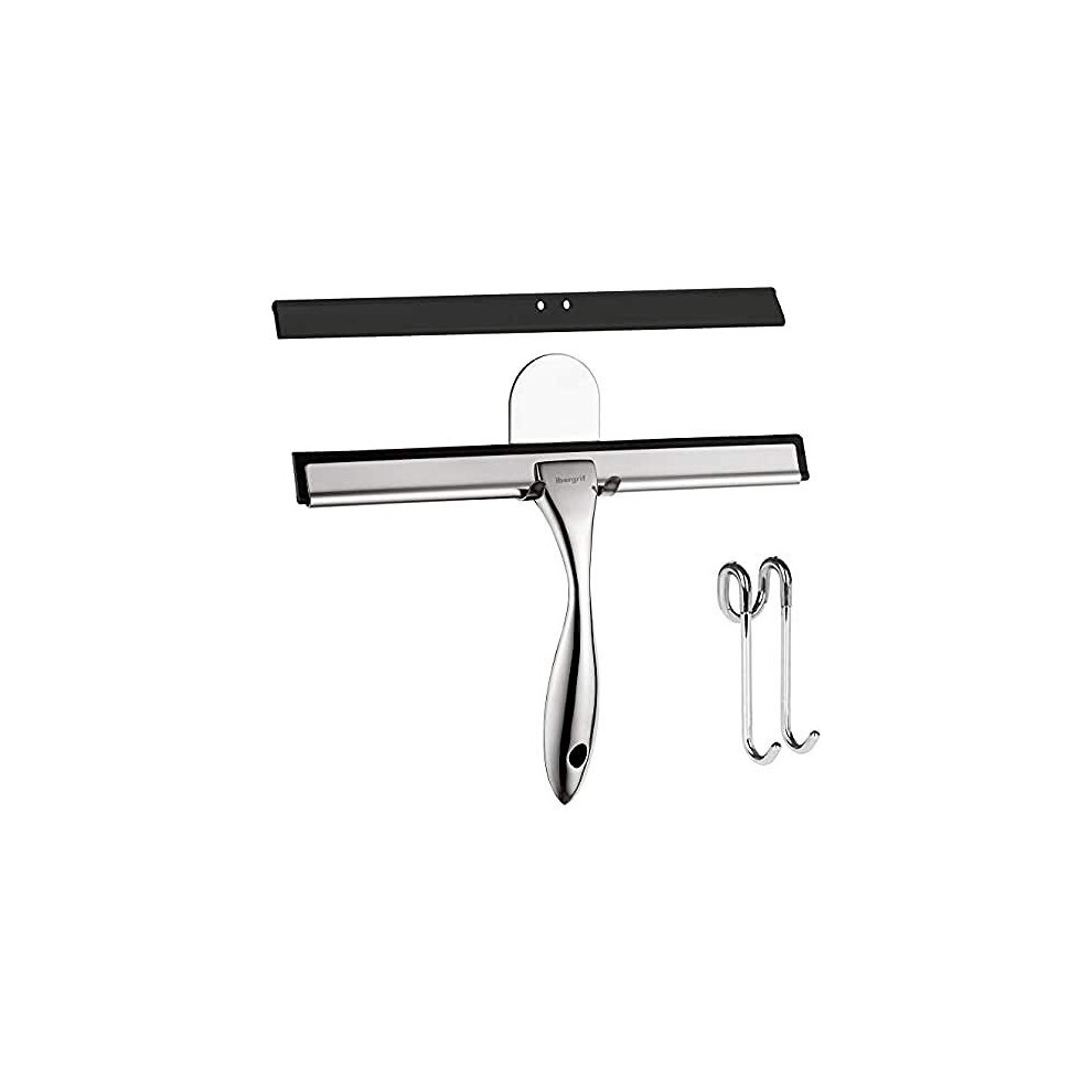 M34101 Shower Squeegees Silicone Window Squeegee Shower Cleaner for Window Glass Shower Door Car Windshield Include Shower Hooks Suction Holders
