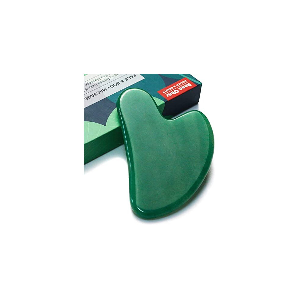 Rena Chris Green Gua Sha Facial Tool Natural Jade Stone Guasha Board For Spa Acupuncture Therapy Trigger Point Treatment Gua Sha Scraping Massage Tool