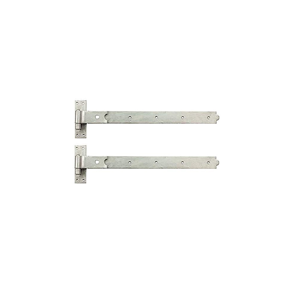 BH07597 2 Pcs Gate Hinges Heavy Duty Hook and Band Straight Flat Galvanised 300mm 12 inch Pack of 2 Pieces