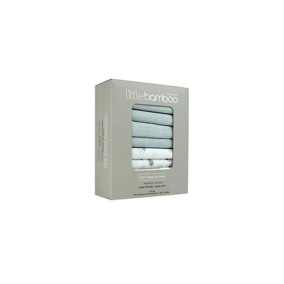Muslin Squares 8 Pack 60 X 60Cm Whisper Grey Little Bamboo